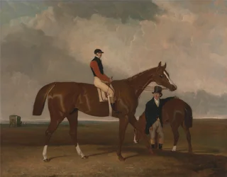 Elis in Doncaster, geritten von John Day, mit seinem Van im Hintergrund